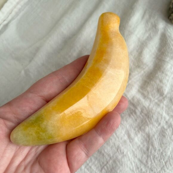 Vintage MCM Alabaster Stone Carved Banana - Picture 5 of 7